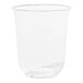 A clear plastic Tossware cup with a white lid.