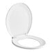 A white Centoco round toilet seat with a lid up.