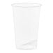 A clear Tossware plastic cup on a white background.