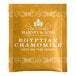 A gold Harney & Sons box of Egyptian Chamomile Tea Bags with white text.