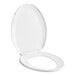 A white Centoco elongated toilet seat with the lid up.