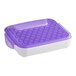 A purple and white plastic Wilton piping tip storage box with a lid.