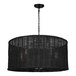 A Canarm Remee matte black chandelier with a black shade.