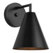 A Canarm Emeri matte black outdoor wall light with a cone shade.