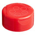A red plastic Flip and Sift spice lid with 5 holes.