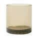 A Tossware plastic rocks glass with a brown rim on a white background.