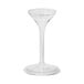 A clear plastic stem for a Tossware glass on a white background.