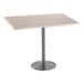 A Holland Bar Stool rectangular white ash table with a stainless steel base.