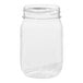 A case of 48 clear plastic Tossware Mason jars with lids.