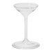 A clear Tossware wine glass with a long stem.