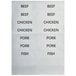 Choice white adhesive label sheets with black text for meat.