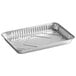 A silver tray with a white background.
