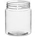 A clear plastic 12 oz. PET jar with a white lid.