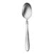 A Sant' Andrea Corelli stainless steel oval bowl soup spoon with a silver handle.
