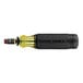 A Klein Tools screwdriver with a black and yellow handle.