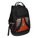A black and orange Klein Tools backpack with multiple pockets.