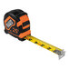 A Klein Tools tape measure with a yellow tape measure and black numbers.
