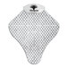 A white mesh WizKid urinal screen with black text.