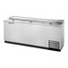A True stainless steel horizontal bottle cooler on a counter.