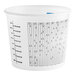 A white plastic Midwest Rake mixing container with black and white measuring lines.