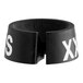 A black ring with white letters that say "XXS"