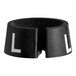 A black plastic ring with the letter "L" in white.
