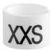 A white ring with black letters that say "XXS"
