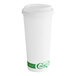 A white EcoChoice Compostable paper hot cup with a PLA lid.