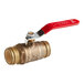 A Sioux Chief brass ball valve with red handle.