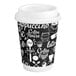 A white Choice paper hot cup with black coffee symbols and a white lid.