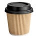 A Choice brown double wall paper hot cup with a black lid.