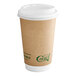 An EcoChoice paper hot cup with a PLA lid on it.