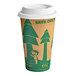 An EcoChoice paper hot cup with a kraft tree print and lid.