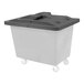 A grey hinged lid for a Royal Basket Truck poly bin.