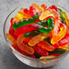 A bowl of Albanese large assorted fruit gummi worms.