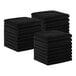 A stack of black Monarch Brands microfiber hand towels.