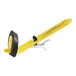 A yellow mechanical device with a black handle.