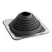 A black rubber Oatey Master Flash roof flashing with an aluminum base.