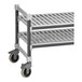 A gray Cambro Elements XTRA Mobile undercounter cart with two shelves on wheels.