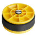 A yellow and black Cherne gripper plug wheel with a black center.