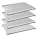 A white metal Cambro Camshelving Elements shelf with metal slats.