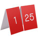 Cal-Mil 271A-1 Red Engraved Number Tent Sign Set 1-25 - 3 1/2" x 5" Main Thumbnail 4
