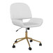 A Martha Stewart Tyla white faux leather office chair with gold legs.