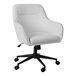 A Martha Stewart white boucle fabric swivel office chair with oil-rubbed bronze finish and black wheels.