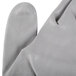 A pair of grey Cordova nylon gloves with grey polyurethane palms.