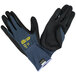 A pair of black and purple Cordova warehouse gloves with black palm coating.