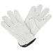 A pair of white Cordova leather driver's gloves with brown stitching.
