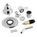A silver and gold Delta Faucet thermostatic shower trim and valve.