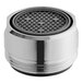 A close up of a chrome Waterloo faucet aerator with a mesh cover.
