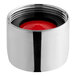 A round silver Waterloo aerator with red and black accents.